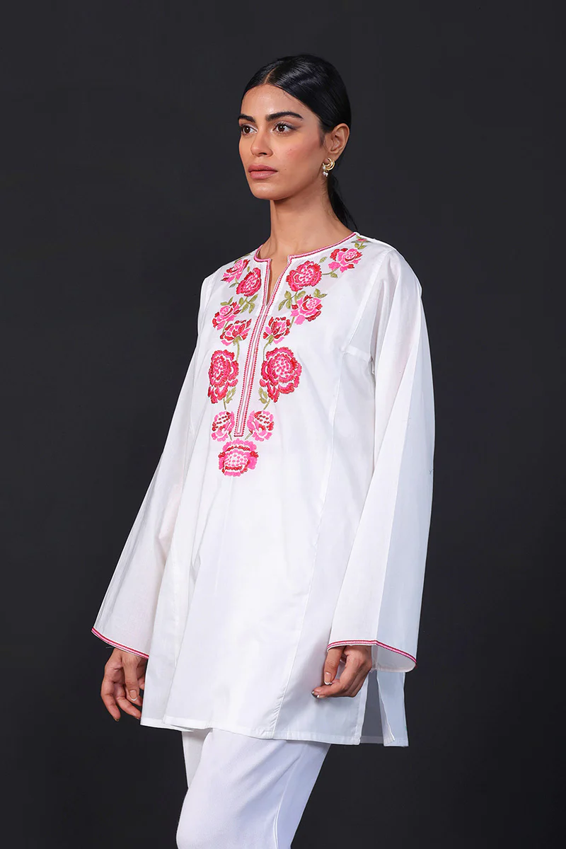 Gul Meena Floral embroidered Kurti - Image 3