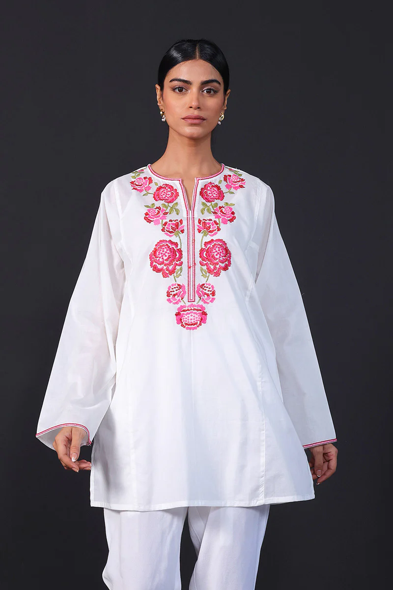 Gul Meena Floral embroidered Kurti - Image 5