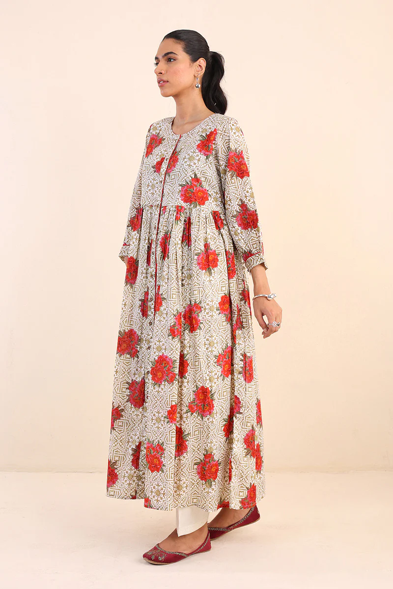 Tilework Flared Dress