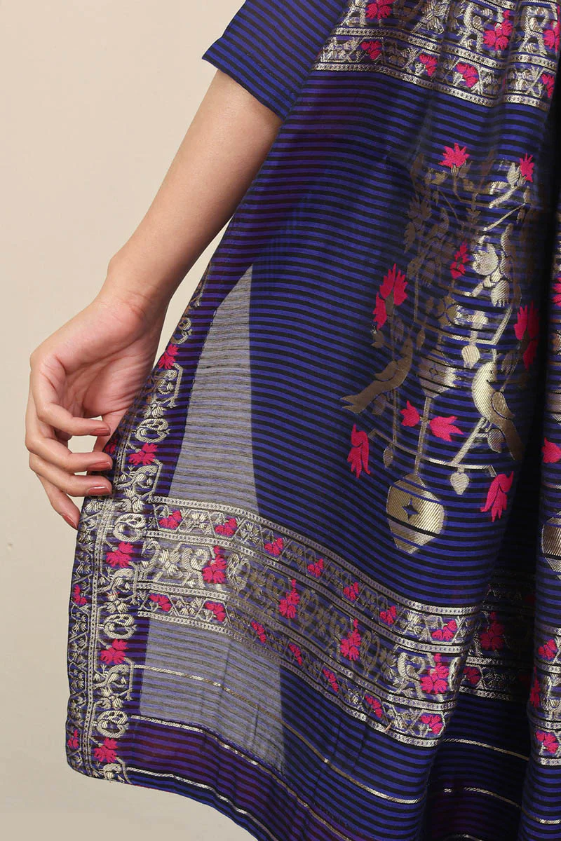 Pathani Peekaboo Midnight Sari - Image 4
