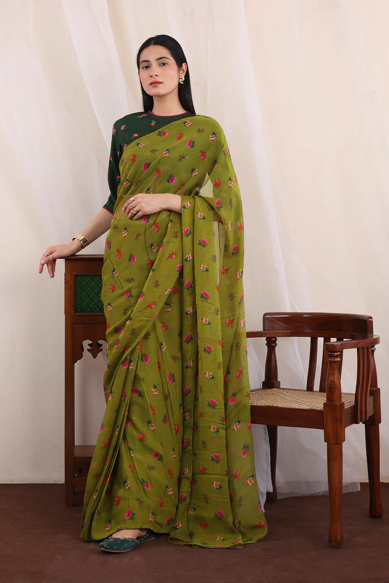 Gulaab Jaal Chiffon Sari - Image 3