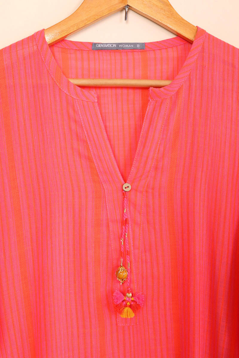 Coral Oversized Kurta - Image 2