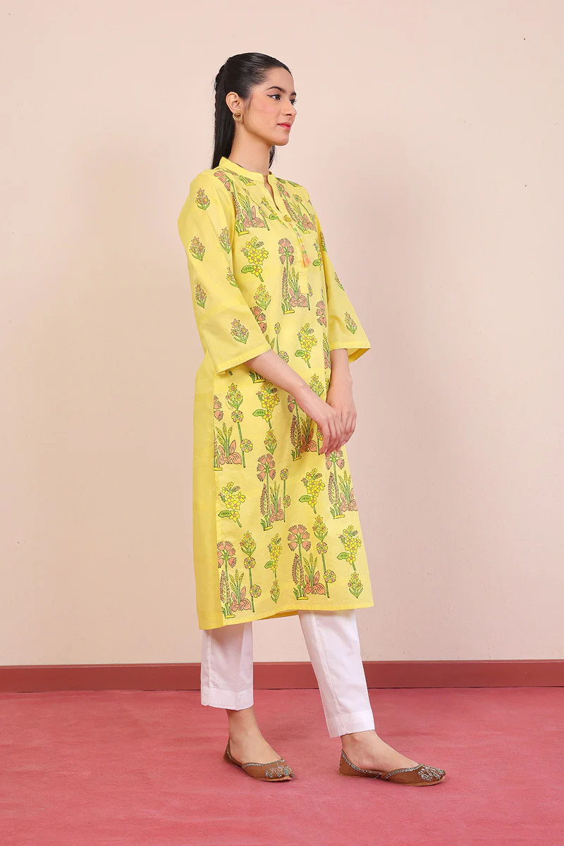 Tropic Splendour Blockprinted Kurta - Image 4