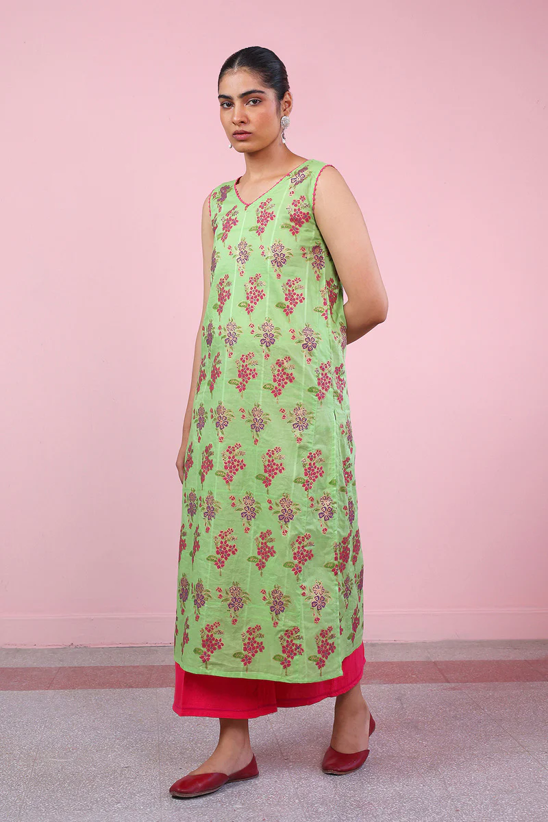 Tropic Splendour Handblock Printed Kurta - Image 7