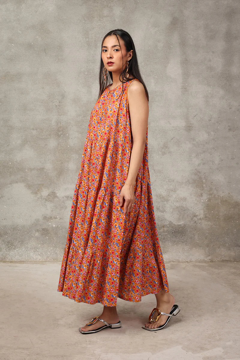 Techno Burst Tiered Dress