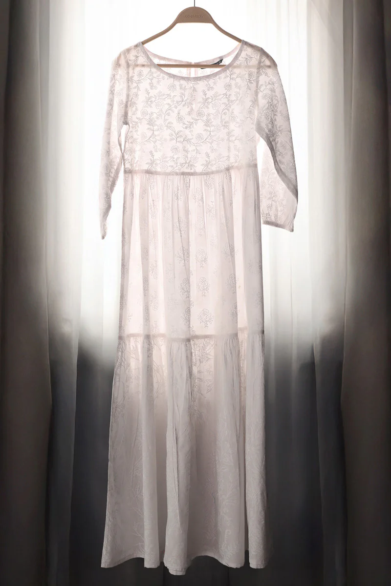 Sea Foam Flared Tiered Frock - Image 10