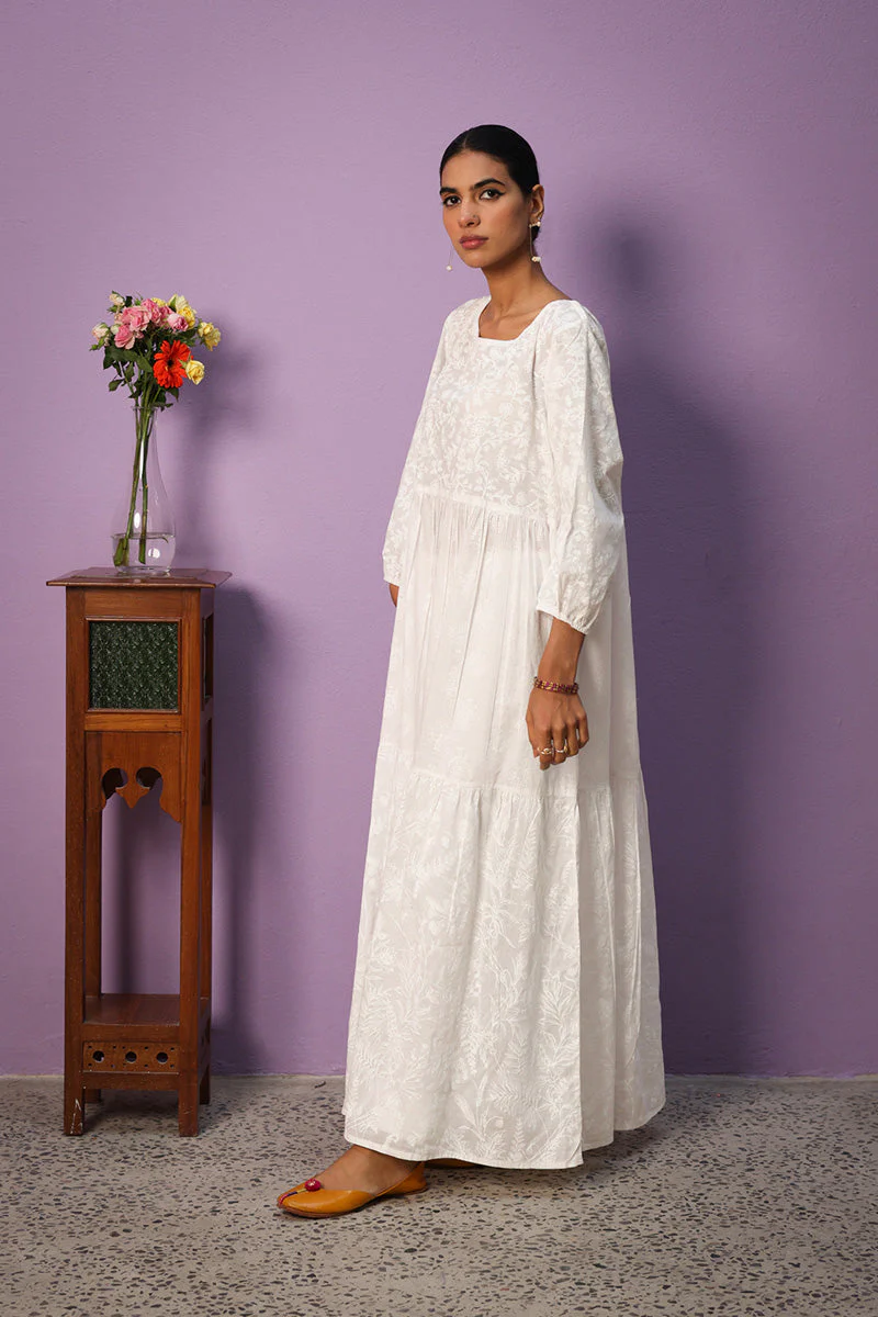 Sea Foam Flared Tiered Frock - Image 17