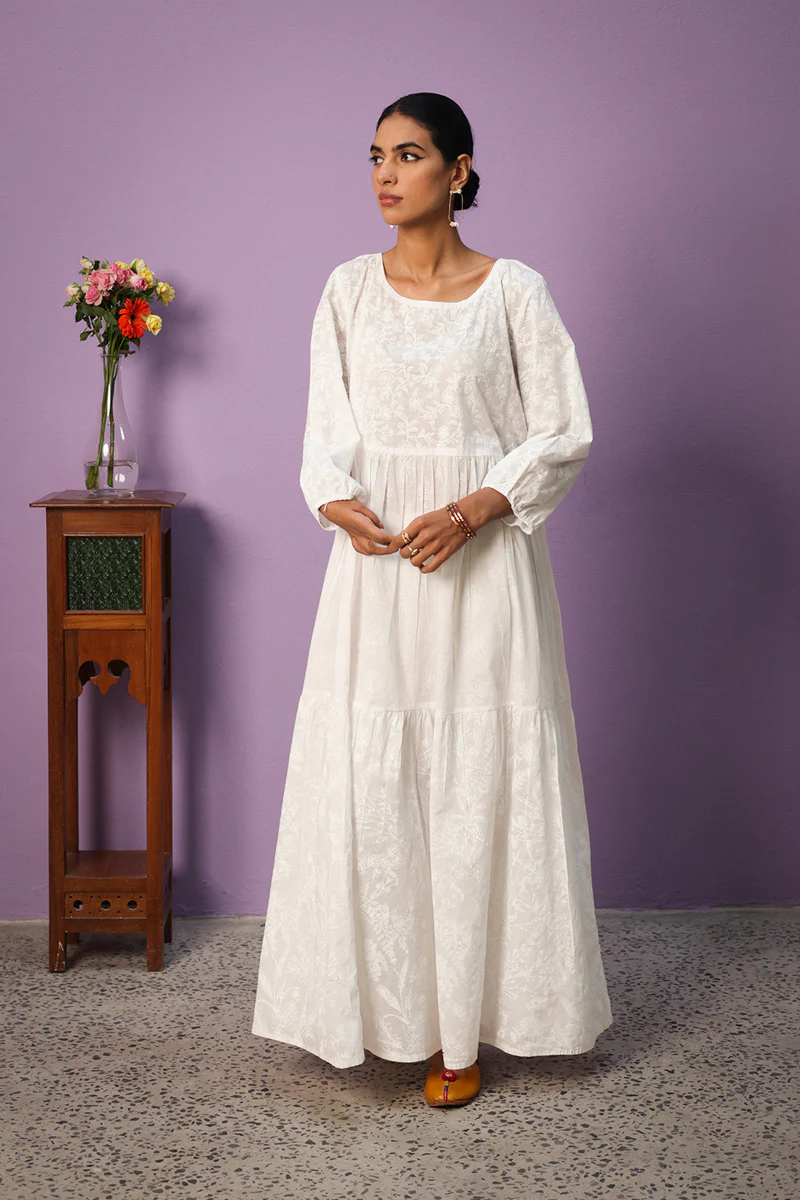 Sea Foam Flared Tiered Frock - Image 5