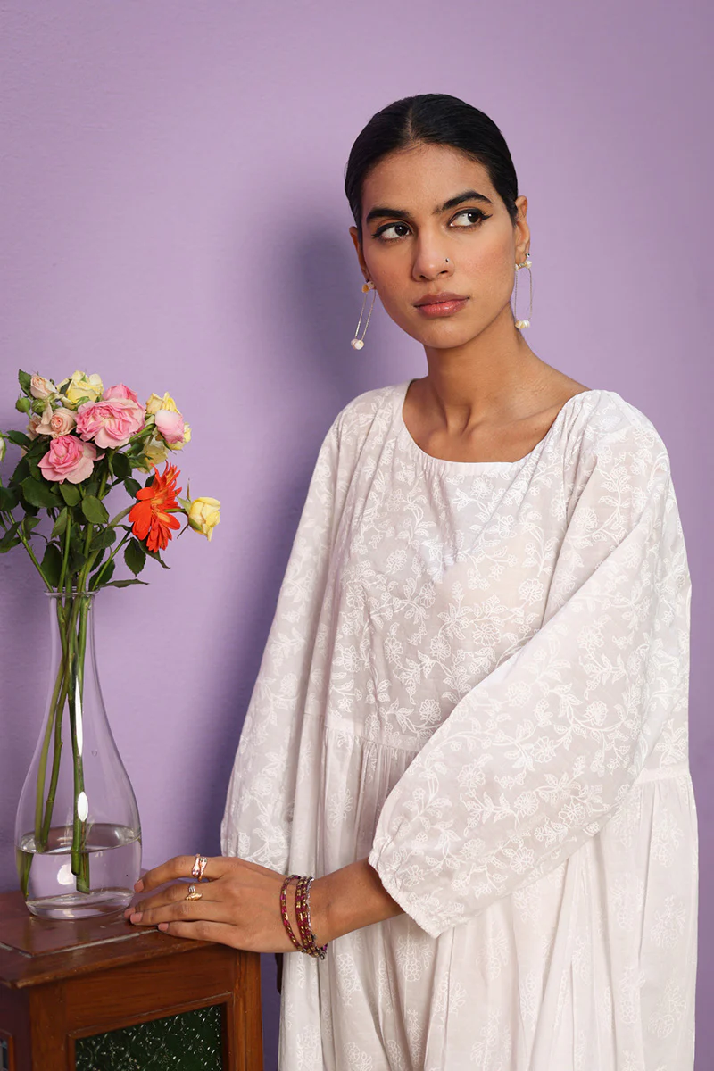 Sea Foam Flared Tiered Frock - Image 6