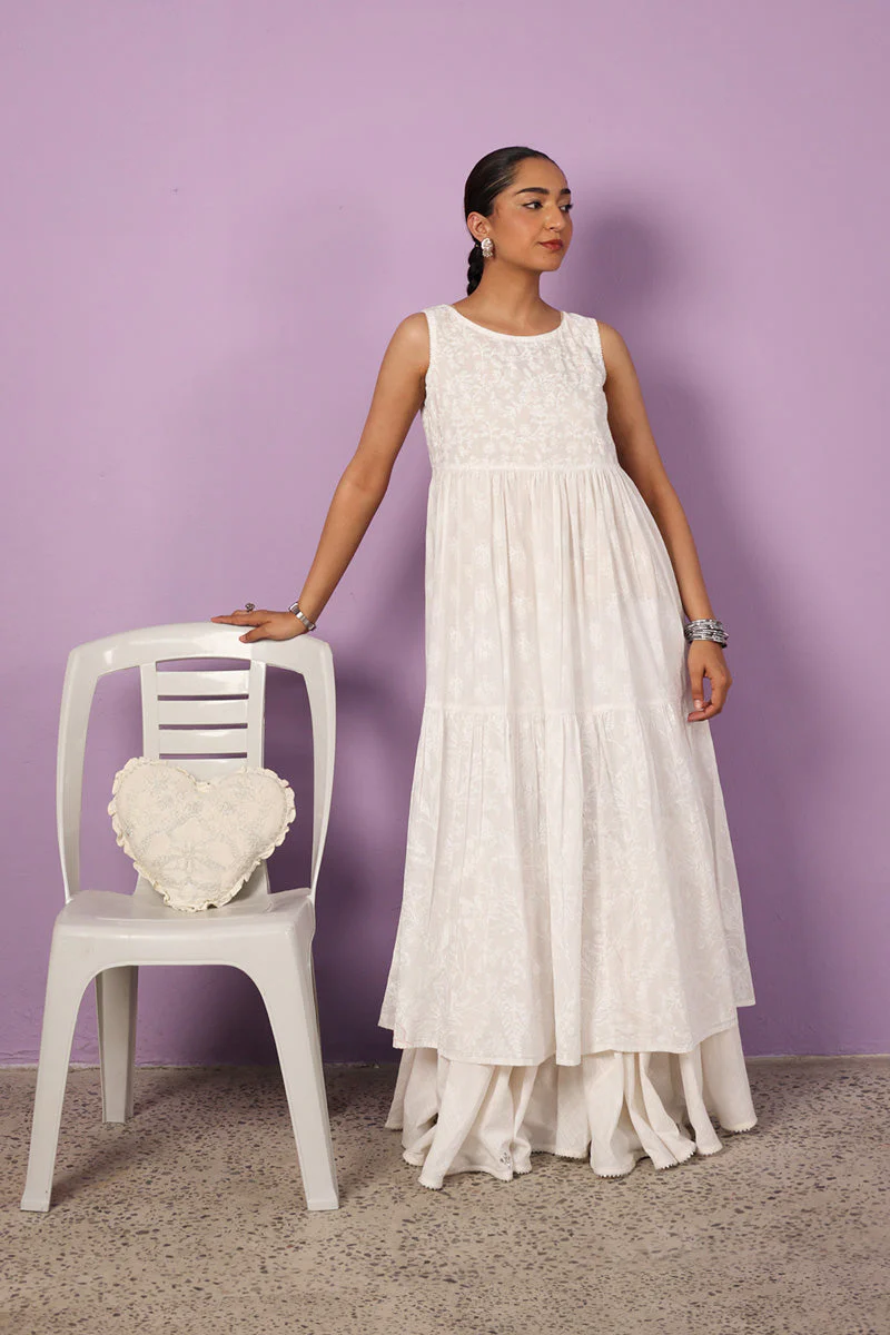 Sea Foam Aangan Tiered Frock - Image 13