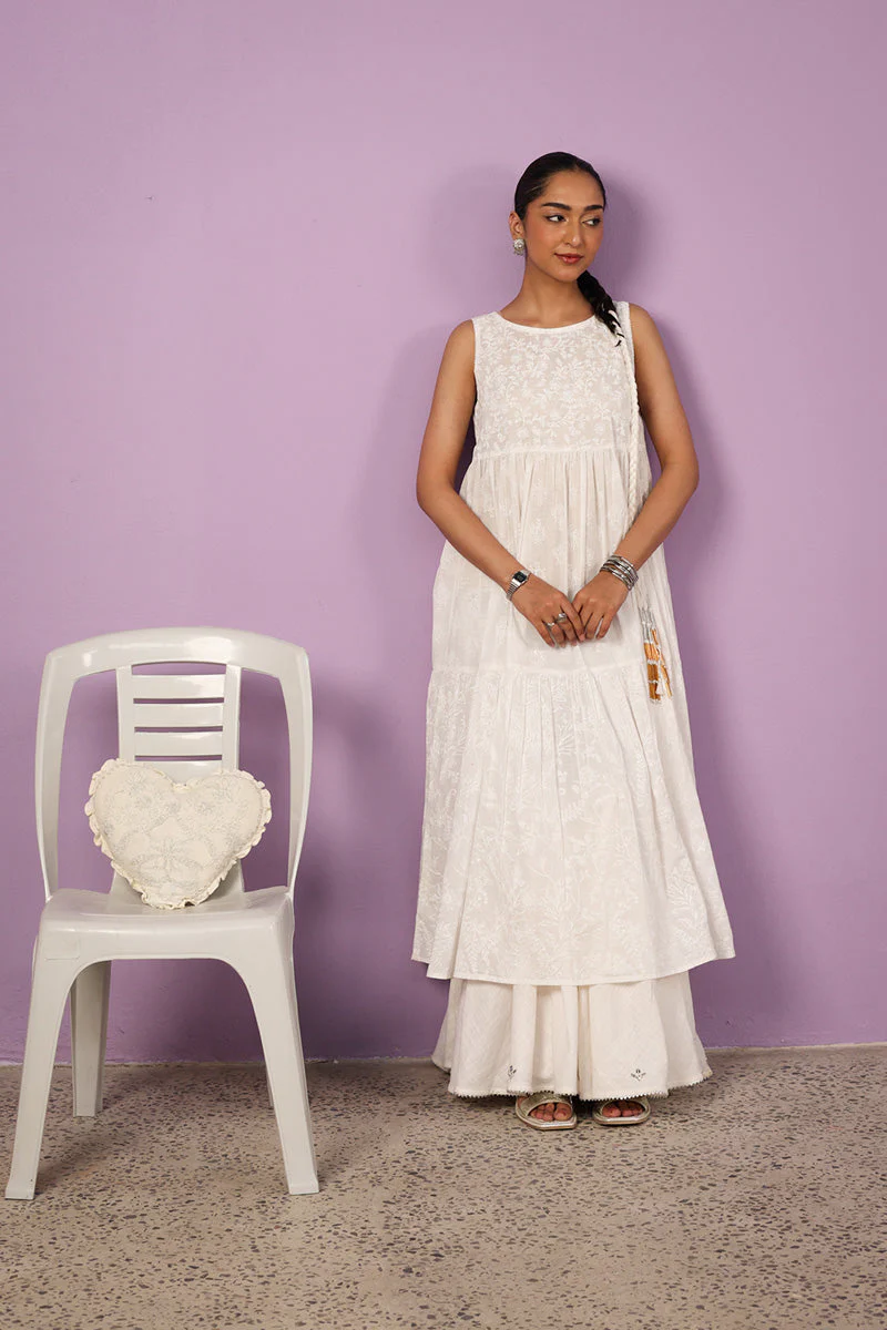 Sea Foam Aangan Tiered Frock - Image 19