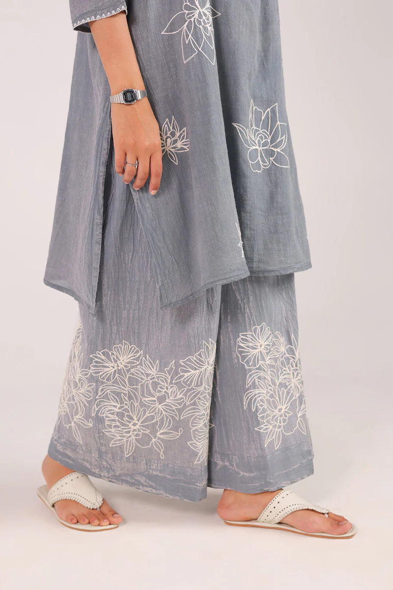 Denim Embroidered Set