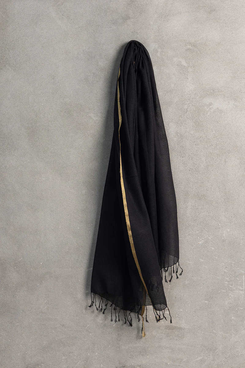 Golden Veil Resham Check Dupatta - Image 2