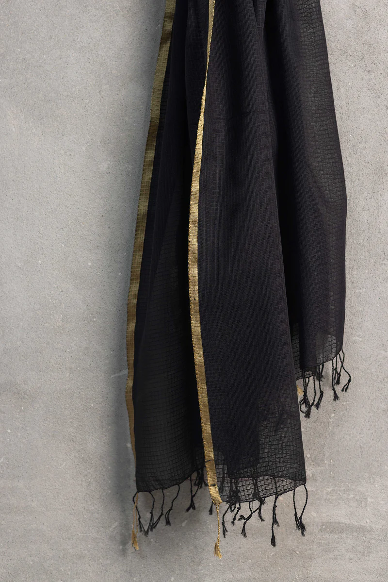Golden Veil Resham Check Dupatta - Image 3