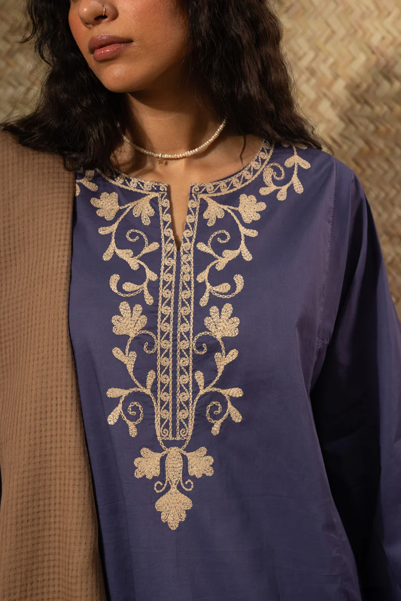 Midnight Embroidered Kurti - Image 3