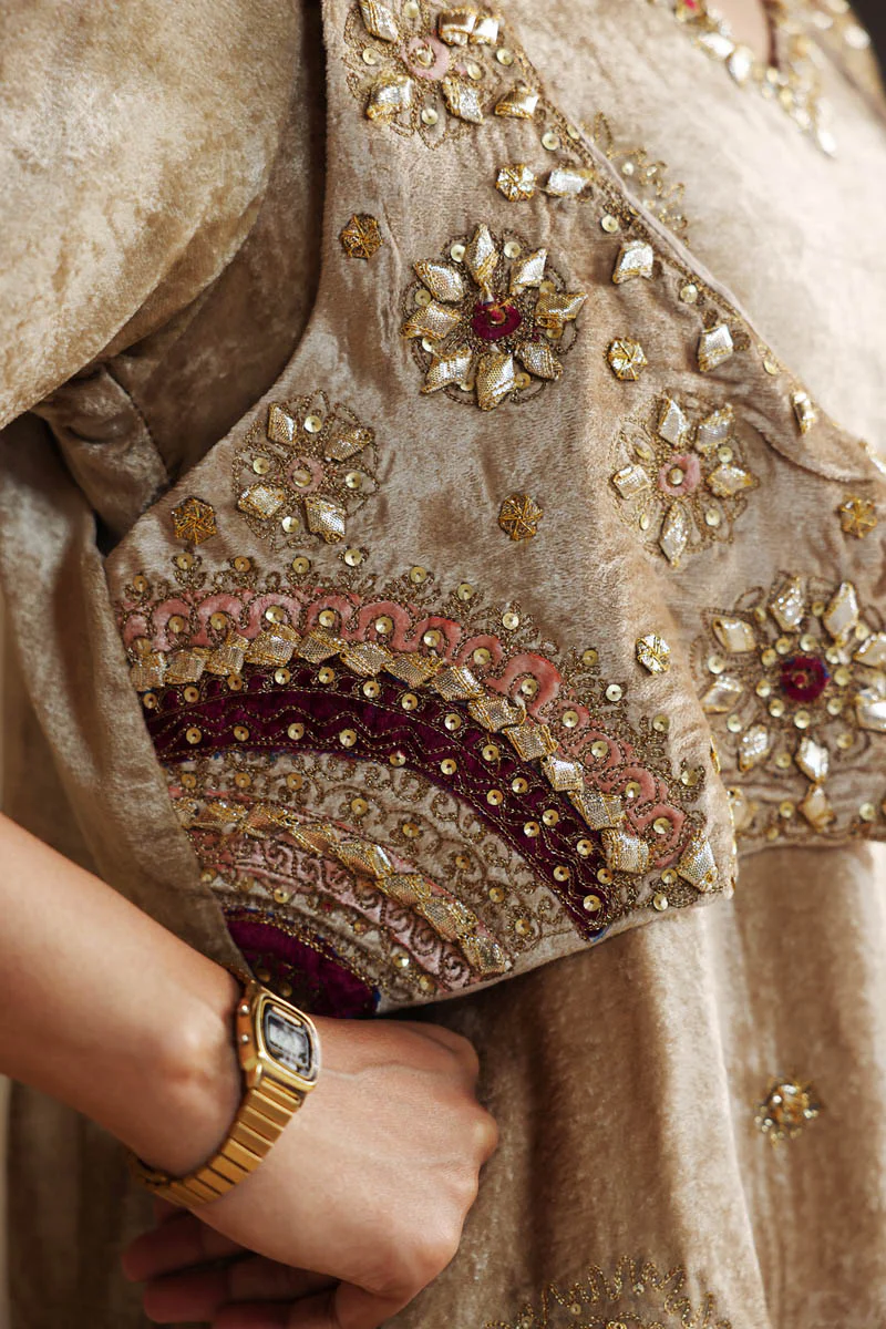 Gilded Velvet Bahaar Koti Ensemble - Image 3